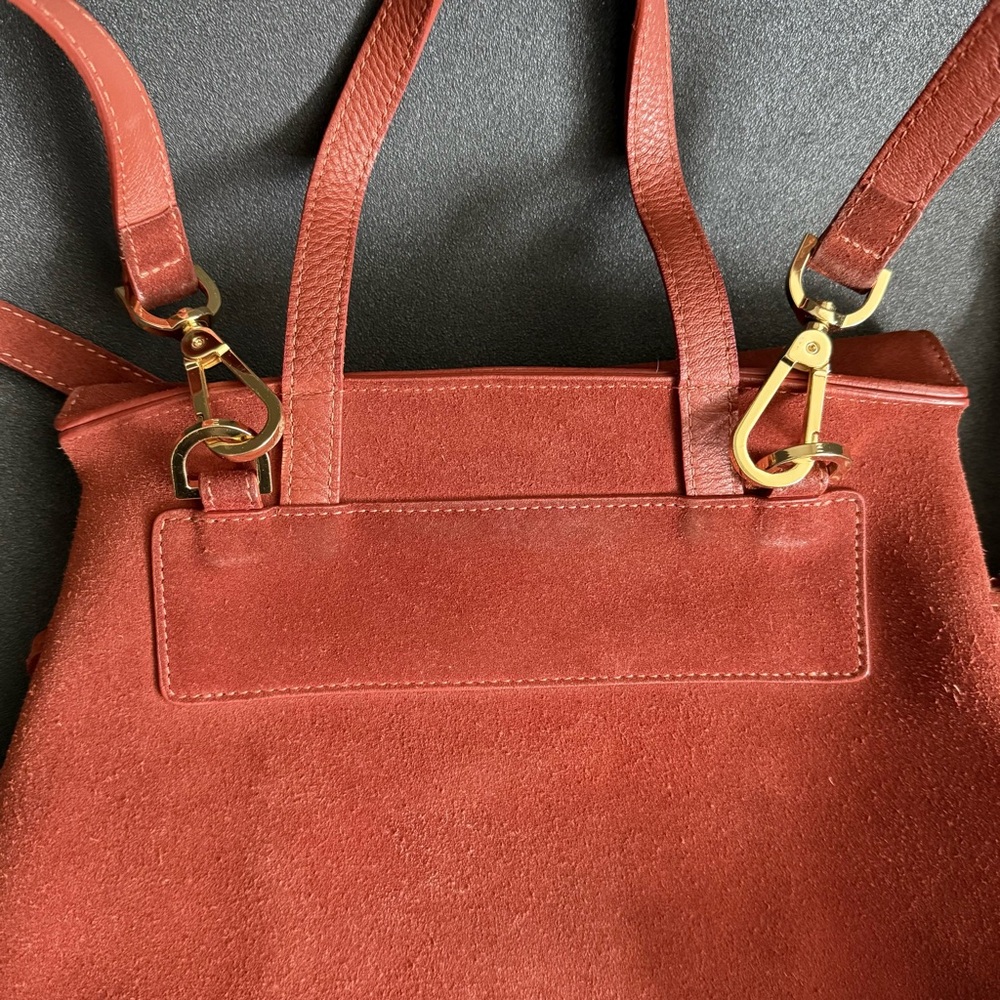 Mansur Gavriel Soft Suede Brick Brown Lady Bag Gold Hardware - Picture 2 of 16